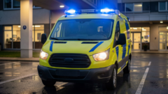Ambulance parked outside a hospital entrance