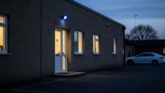 Exterior of a police station at dusk