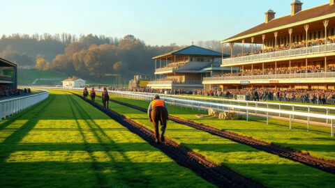 Cheltenham Racecourse home straight following drainage upgrade ahead of the Showcase meeting 2026