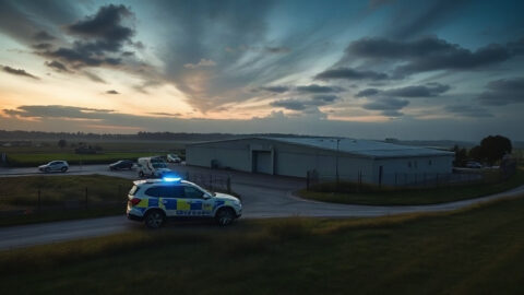 Armed police near RAF Fairford airbase in Gloucestershire during counter-terrorism operation