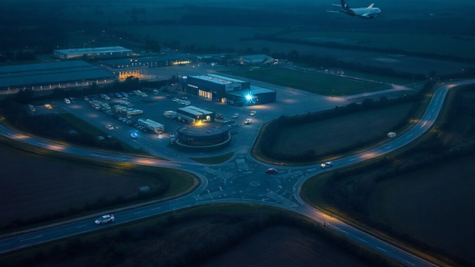 Police vehicles near RAF Fairford airbase in Gloucestershire